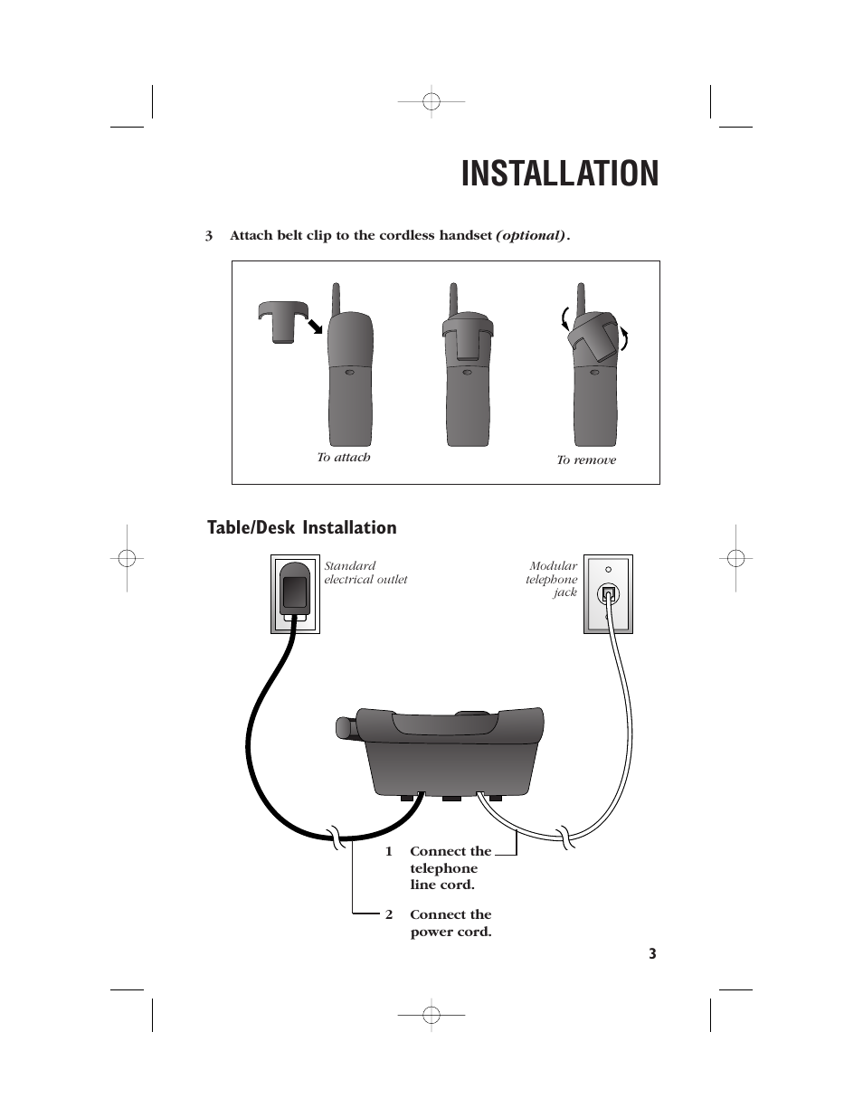 Installation, Table/desk installation | AT&T 9345 User Manual | Page 6 / 23