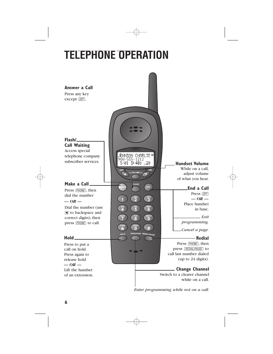 Headline left, Telephone operation, Headline l-sub | AT&T 9345 User Manual | Page 9 / 23