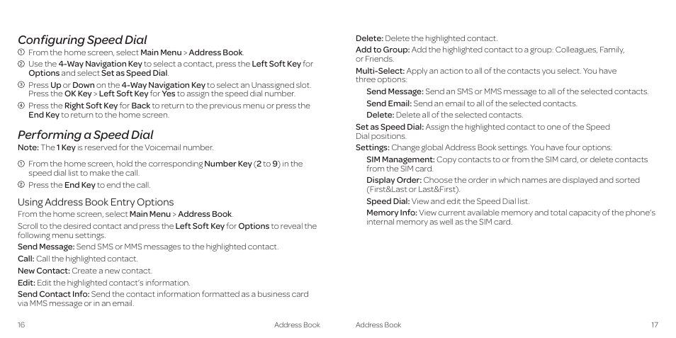 Configuring speed dial, Performing a speed dial | AT&T Z431 User Manual | Page 12 / 40