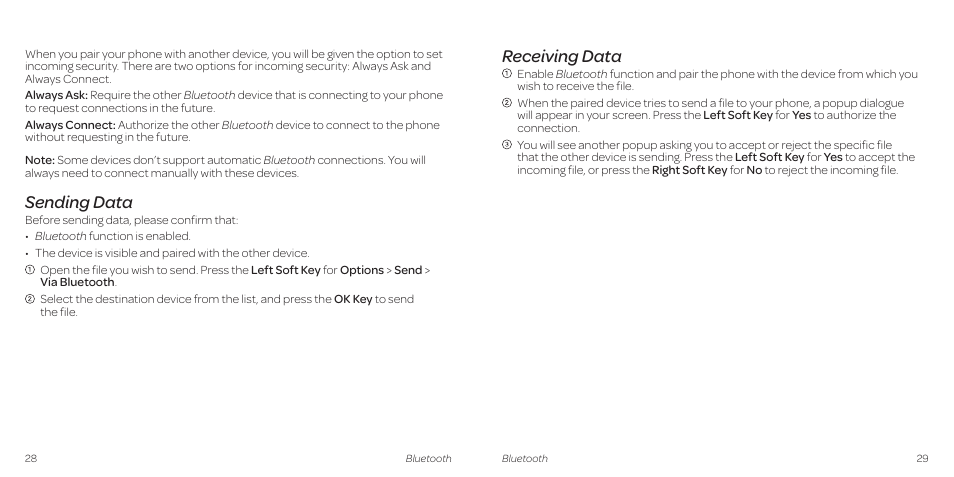 Sending data, Receiving data | AT&T Z431 User Manual | Page 18 / 40