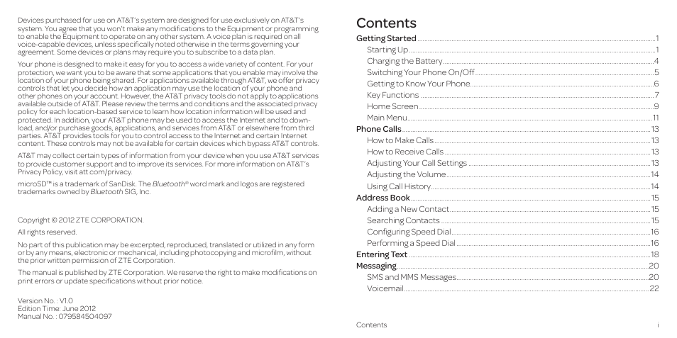 AT&T Z431 User Manual | Page 2 / 40
