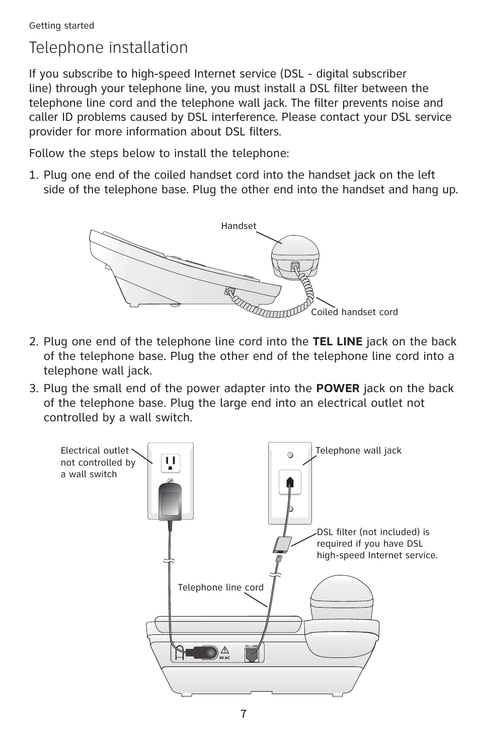Telephone installation | AT&T CL4939 User Manual | Page 13 / 77