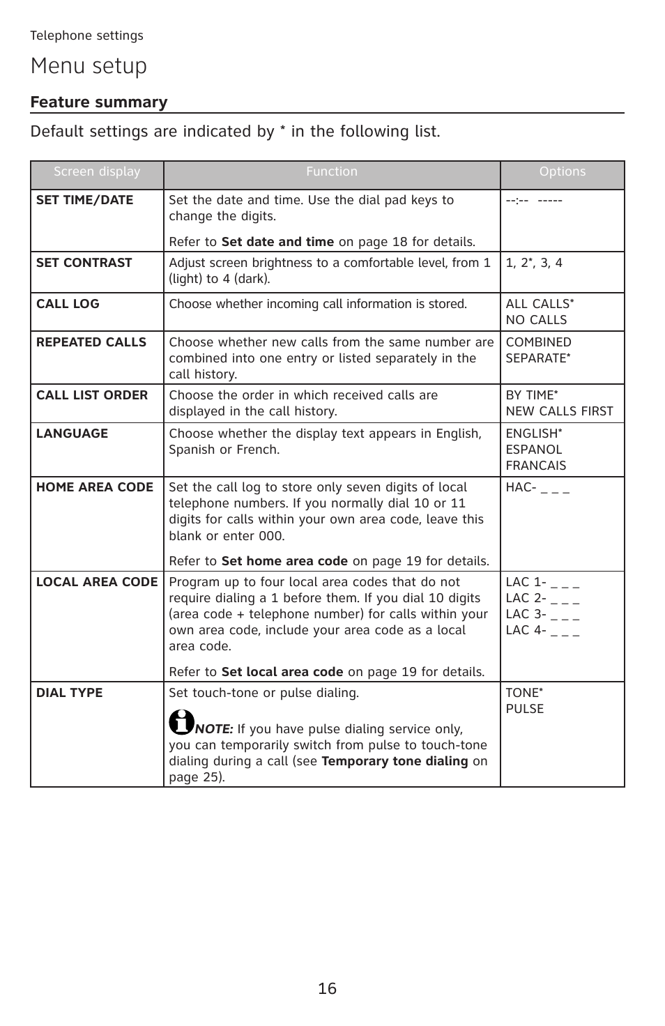 Menu setup | AT&T CL4939 User Manual | Page 22 / 77