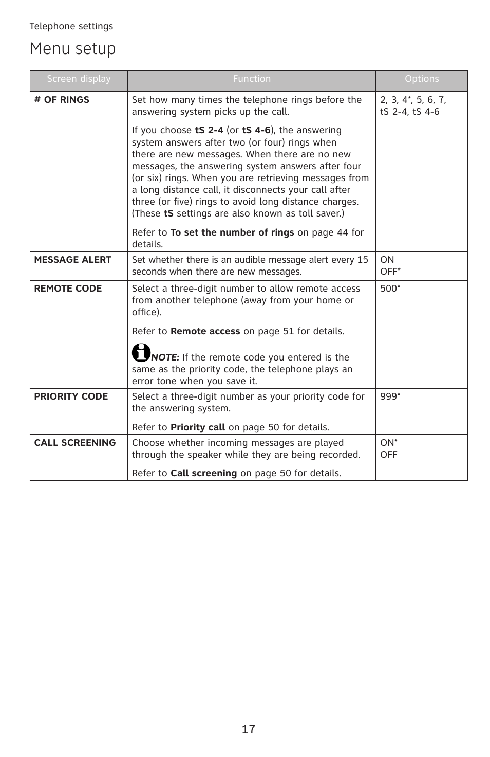 Menu setup | AT&T CL4939 User Manual | Page 23 / 77