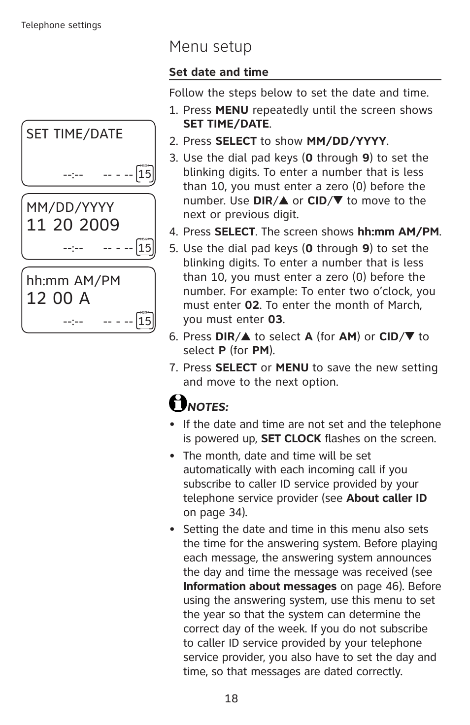12 00 a, Menu setup | AT&T CL4939 User Manual | Page 24 / 77