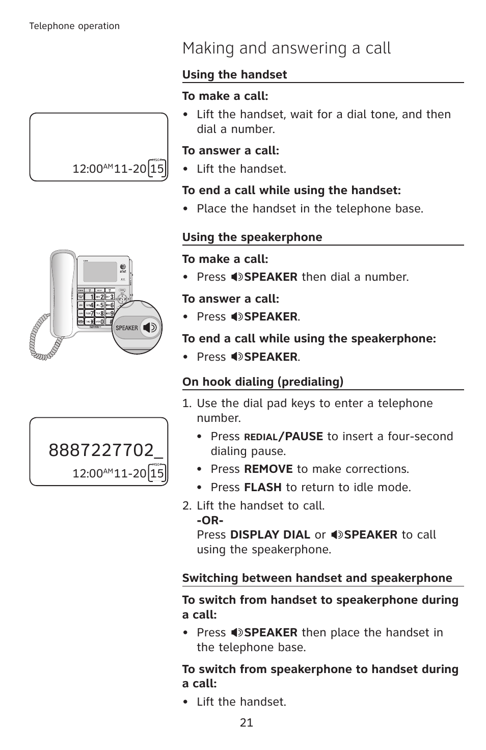 Making and answering a call | AT&T CL4939 User Manual | Page 27 / 77