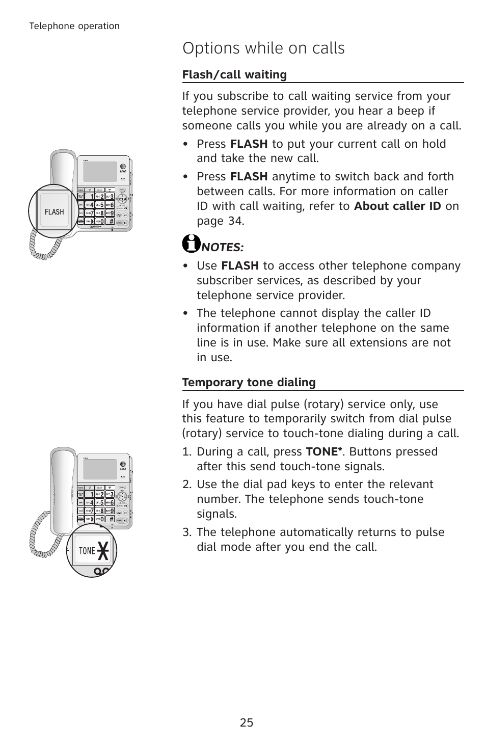 Options while on calls | AT&T CL4939 User Manual | Page 31 / 77