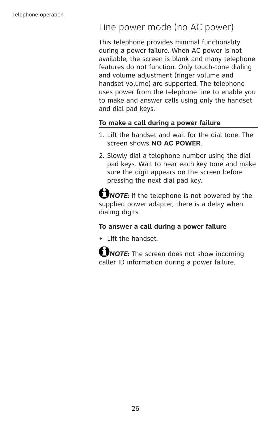 Line power mode (no ac power) | AT&T CL4939 User Manual | Page 32 / 77