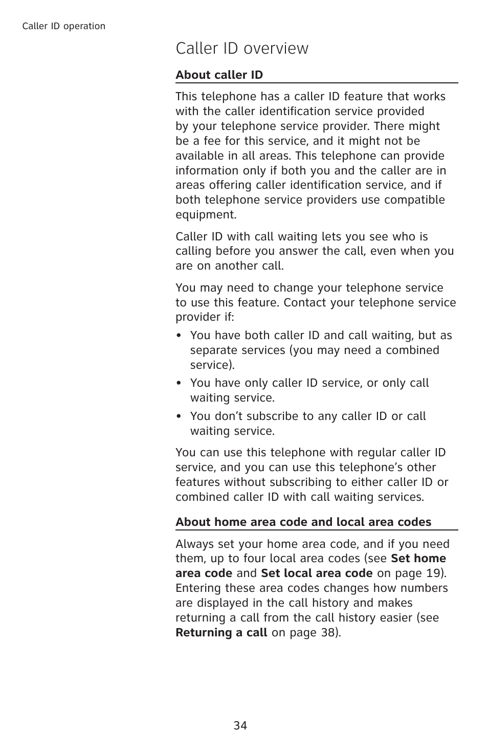 Caller id overview | AT&T CL4939 User Manual | Page 40 / 77