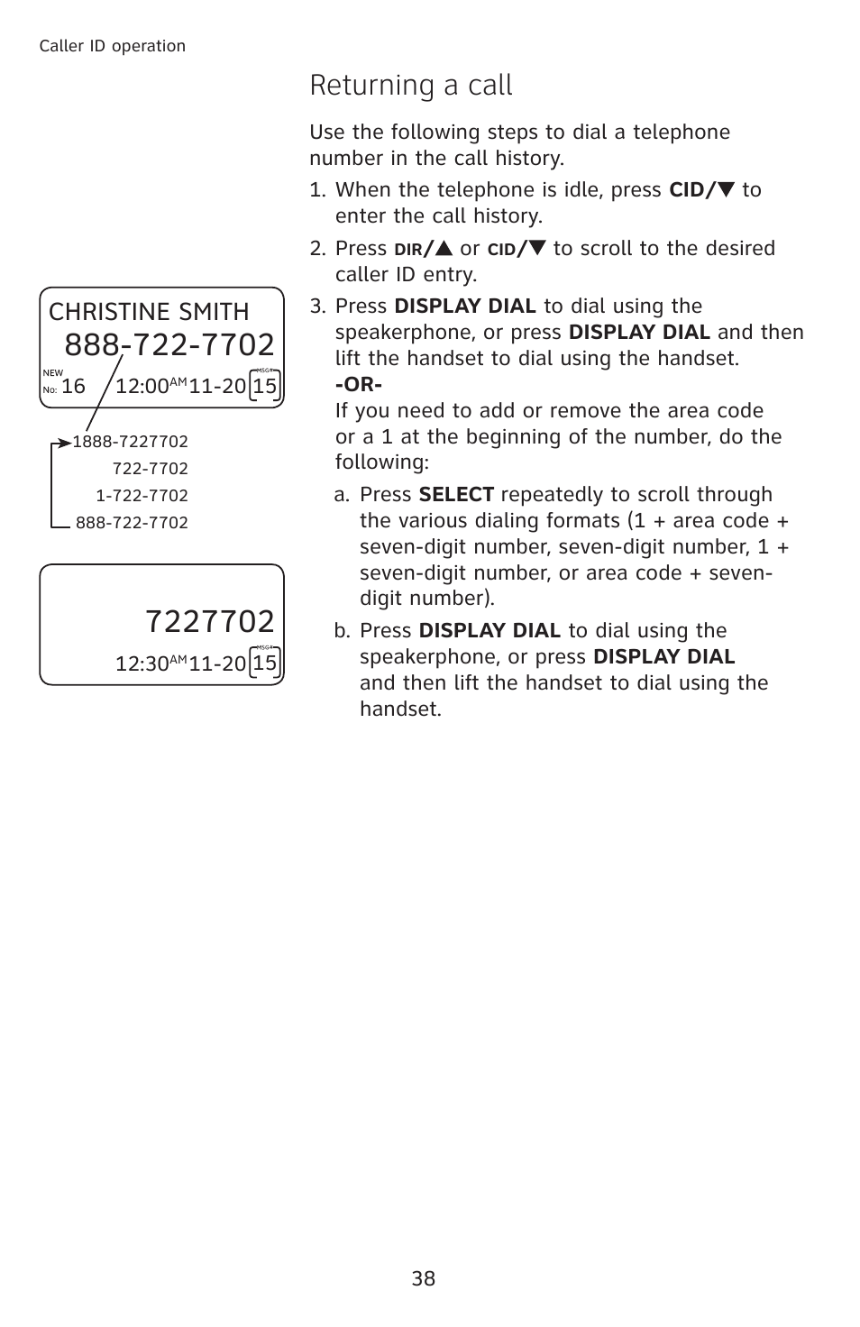 Returning a call, Christine smith | AT&T CL4939 User Manual | Page 44 / 77