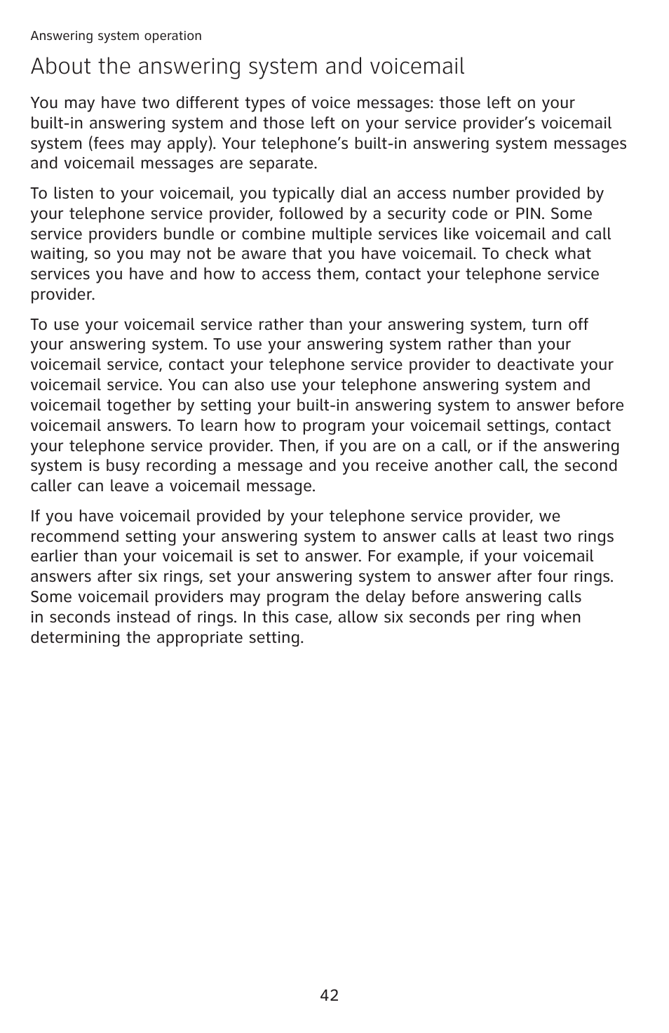 About the answering system and voicemail | AT&T CL4939 User Manual | Page 48 / 77