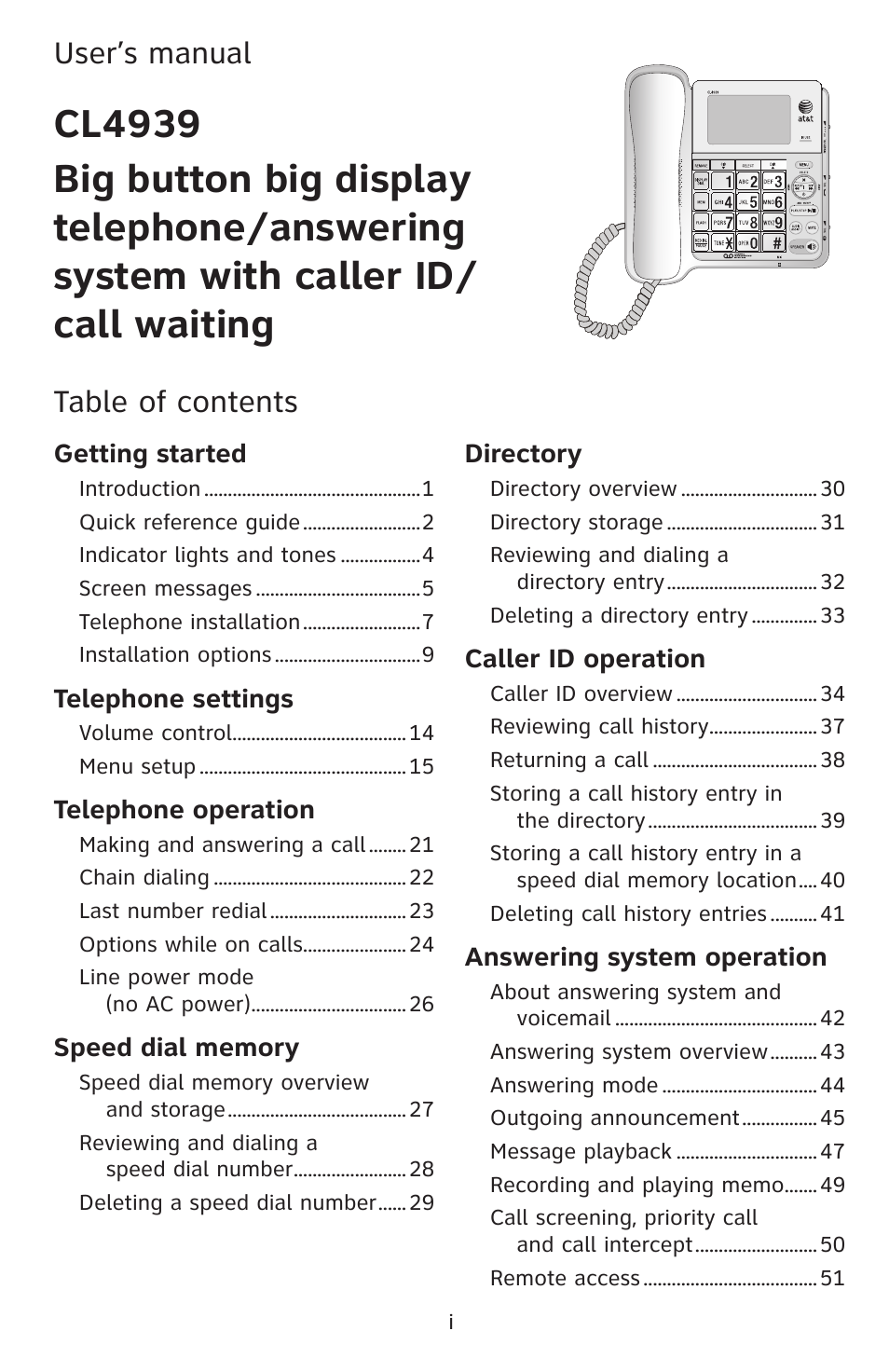 AT&T CL4939 User Manual | Page 5 / 77