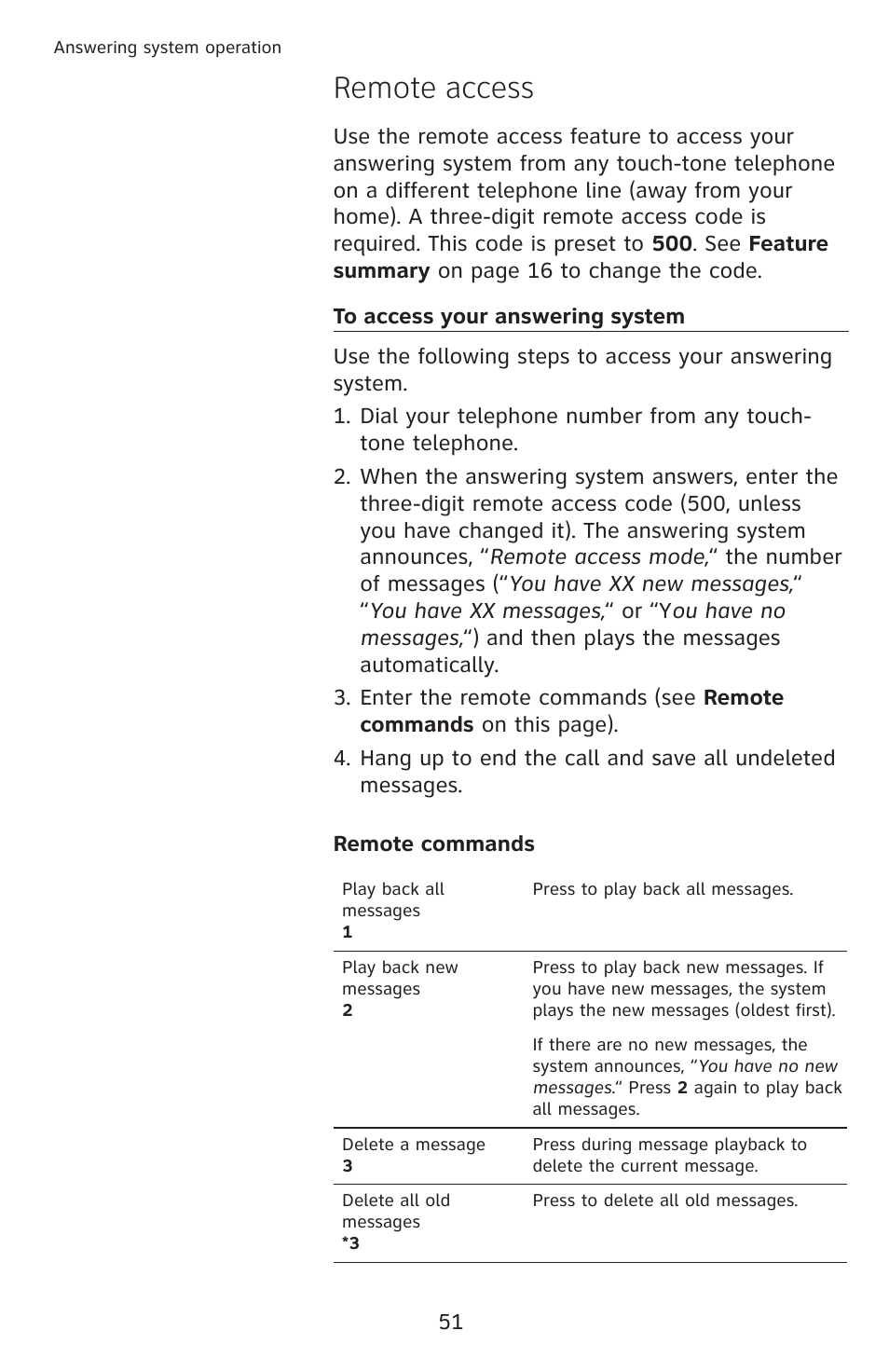 Remote access | AT&T CL4939 User Manual | Page 57 / 77