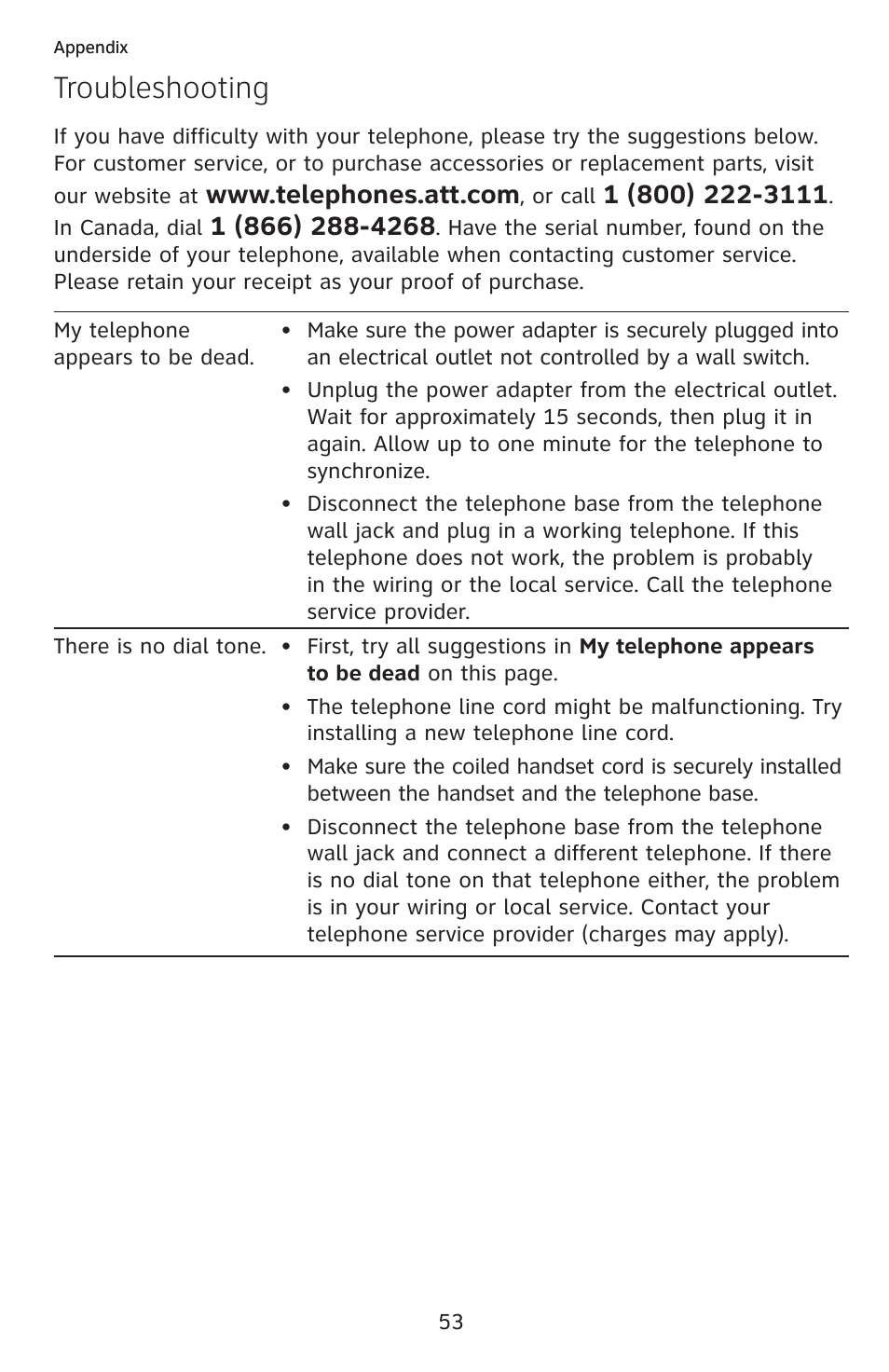 Troubleshooting | AT&T CL4939 User Manual | Page 59 / 77