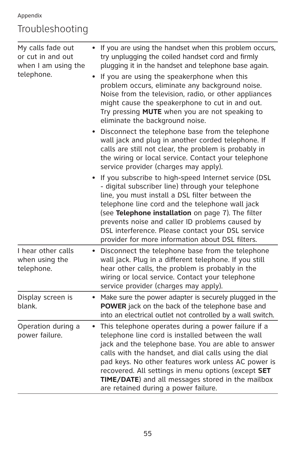 Troubleshooting | AT&T CL4939 User Manual | Page 61 / 77