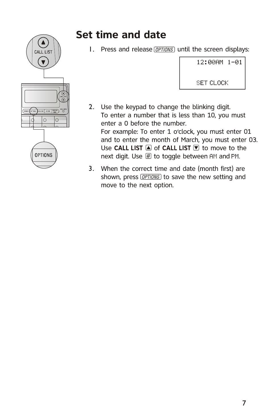 Set time and date | AT&T 950 User Manual | Page 8 / 10