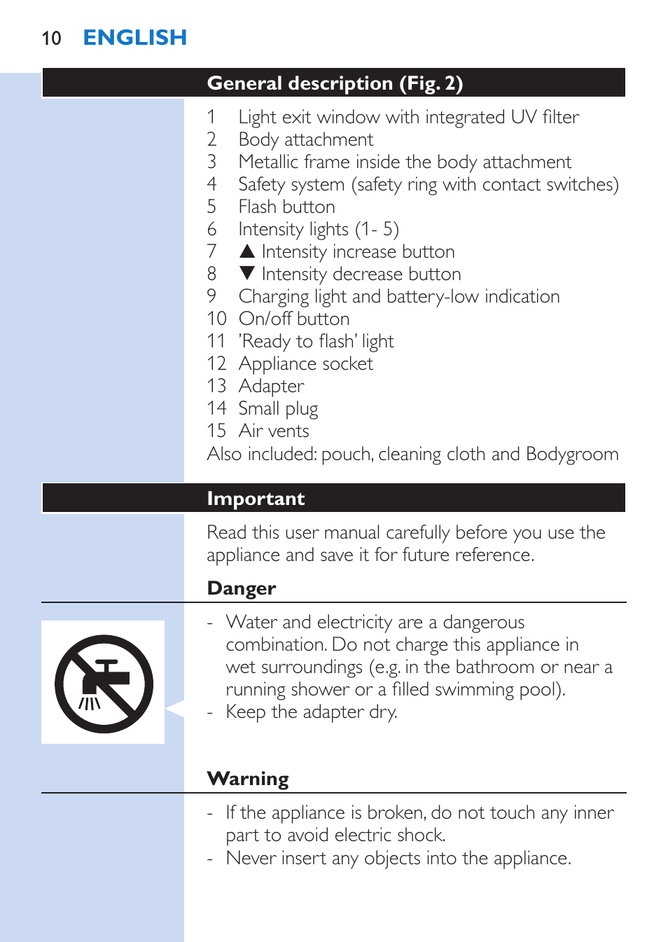 Philips Lumea Épilateur à lumière intense pulsée User Manual | Page 10 / 134