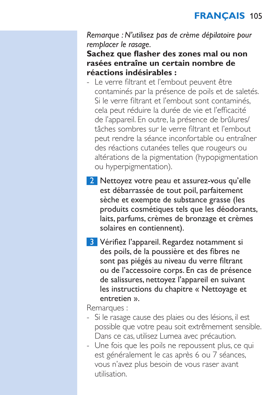 Philips Lumea Épilateur à lumière intense pulsée User Manual | Page 105 / 134