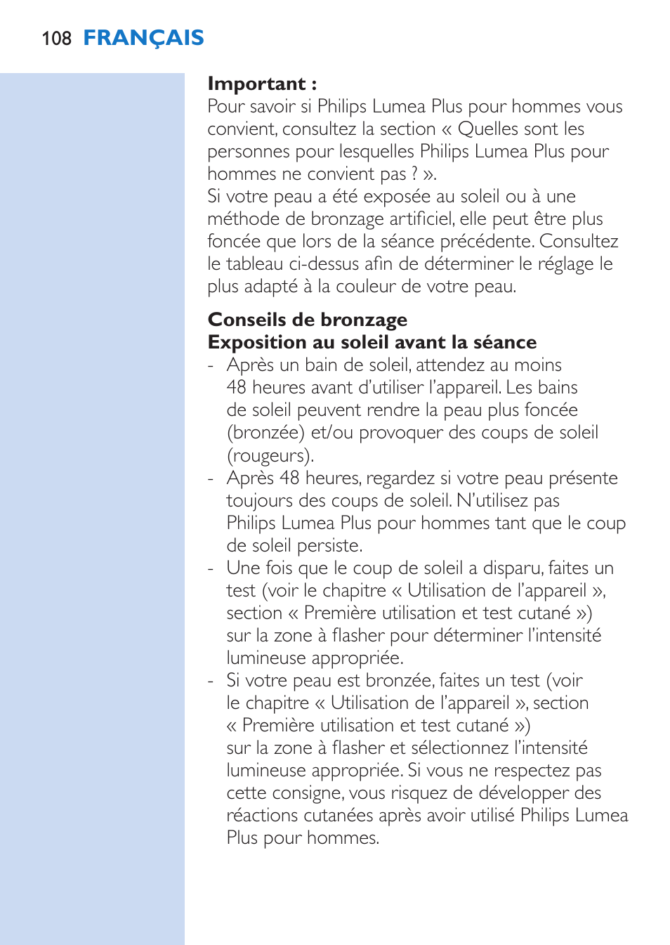 Philips Lumea Épilateur à lumière intense pulsée User Manual | Page 108 / 134