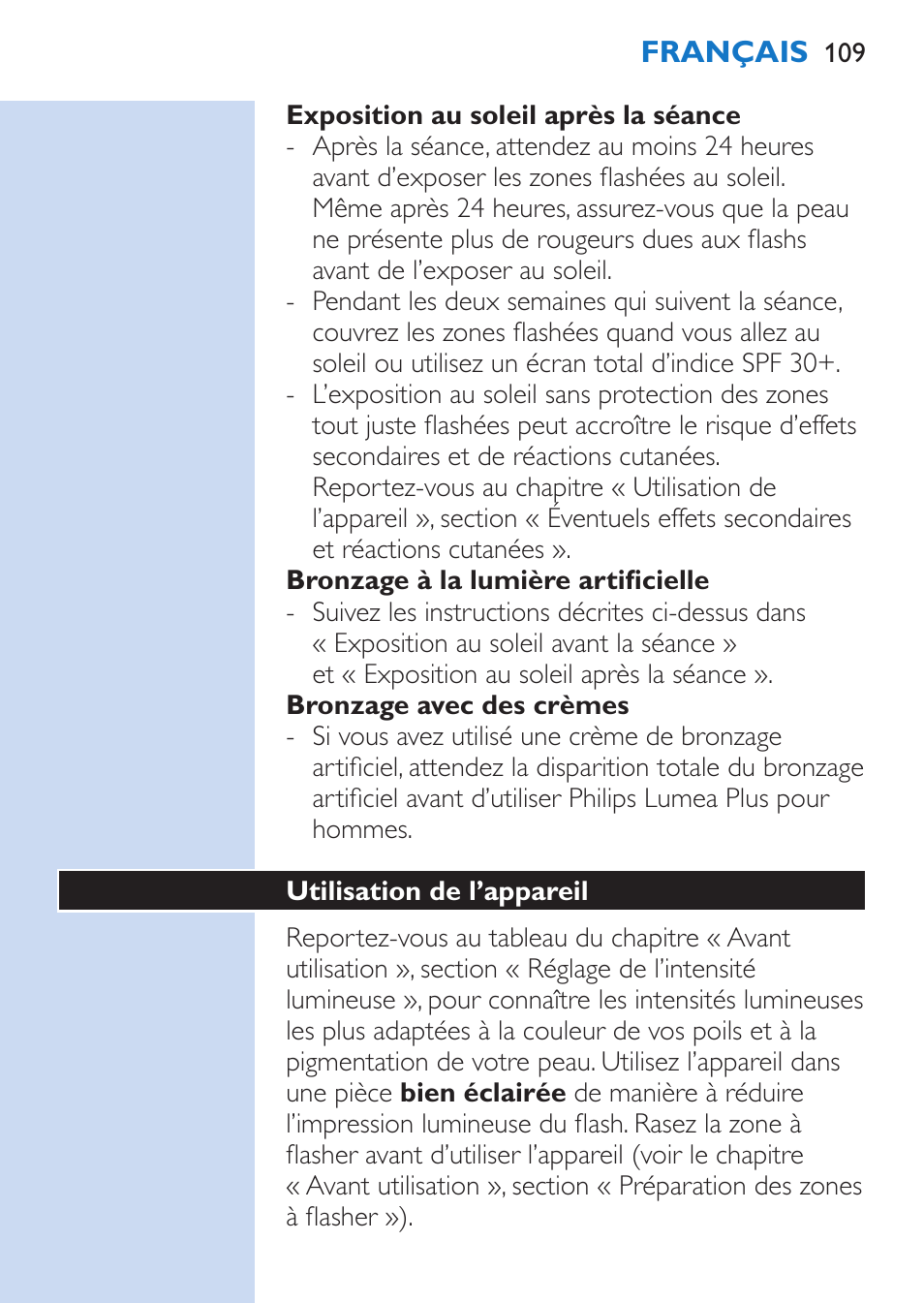 Philips Lumea Épilateur à lumière intense pulsée User Manual | Page 109 / 134