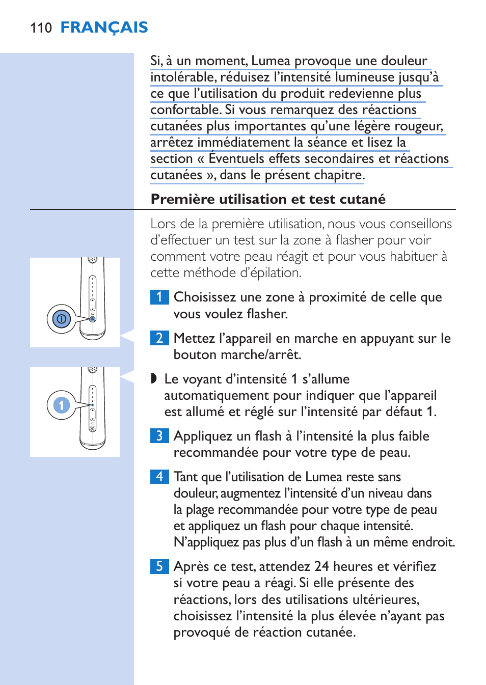 Philips Lumea Épilateur à lumière intense pulsée User Manual | Page 110 / 134