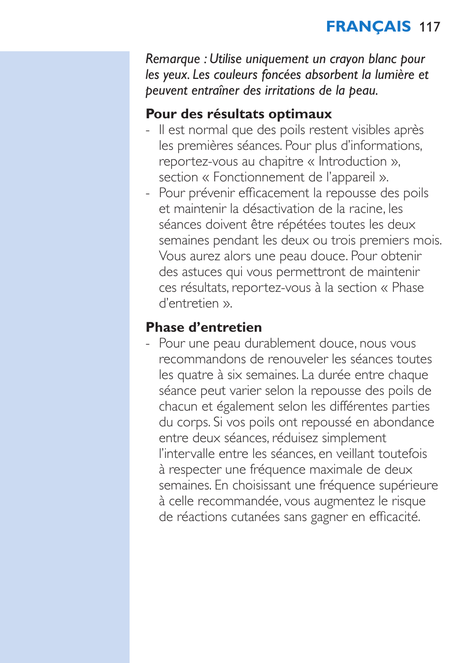 Philips Lumea Épilateur à lumière intense pulsée User Manual | Page 117 / 134