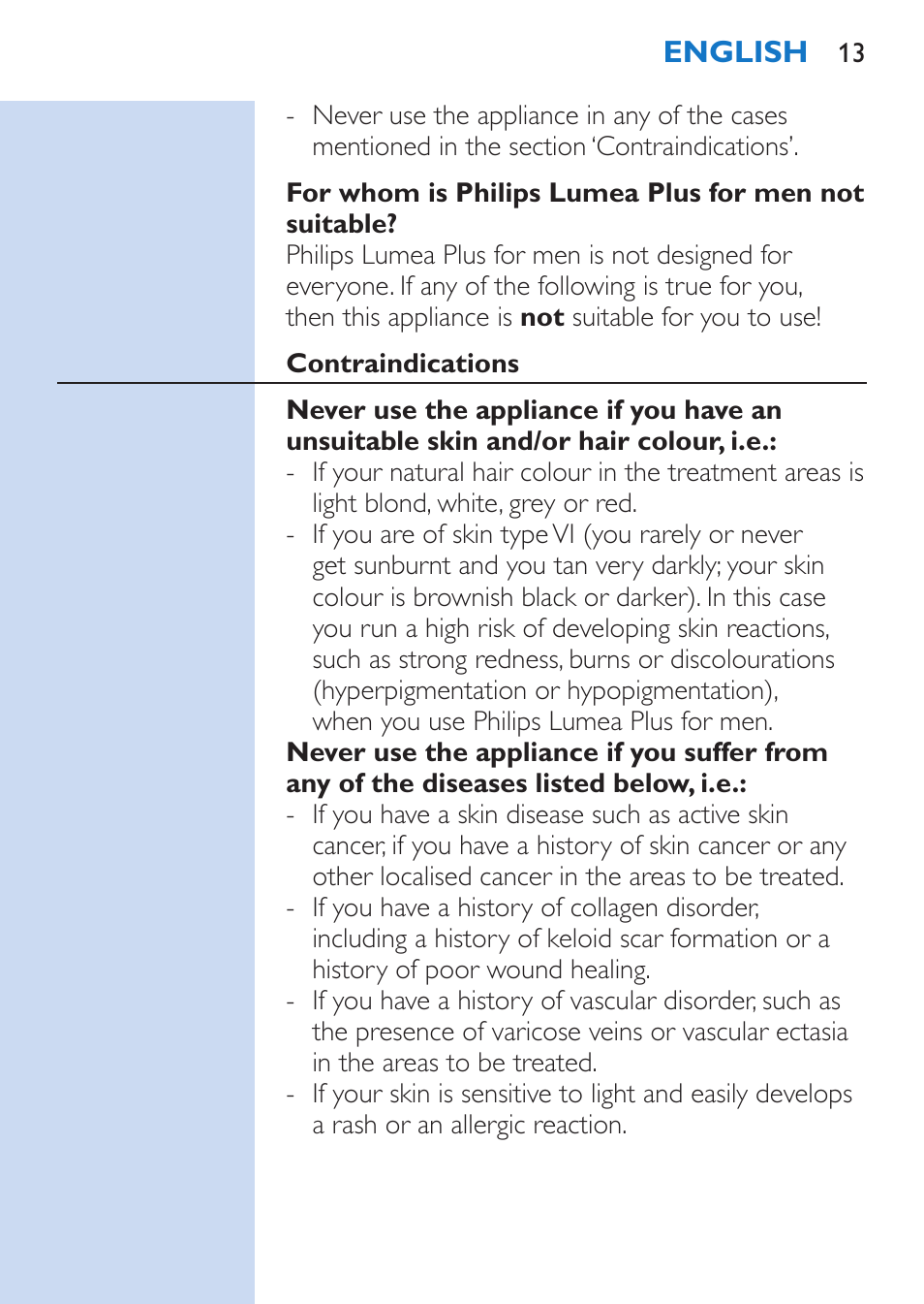 Philips Lumea Épilateur à lumière intense pulsée User Manual | Page 13 / 134