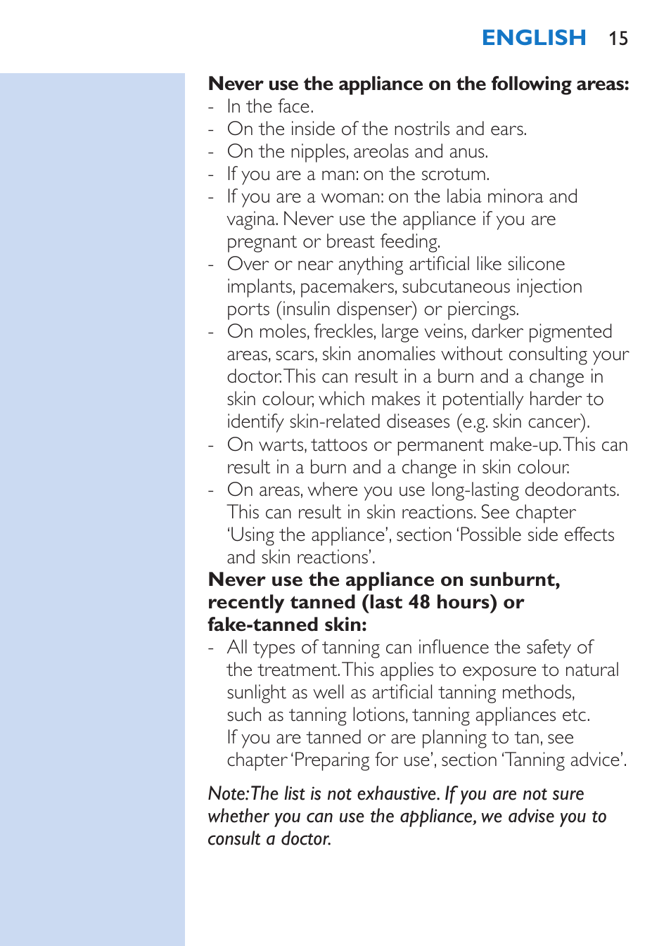 Philips Lumea Épilateur à lumière intense pulsée User Manual | Page 15 / 134