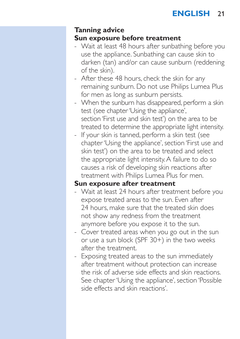 Philips Lumea Épilateur à lumière intense pulsée User Manual | Page 21 / 134