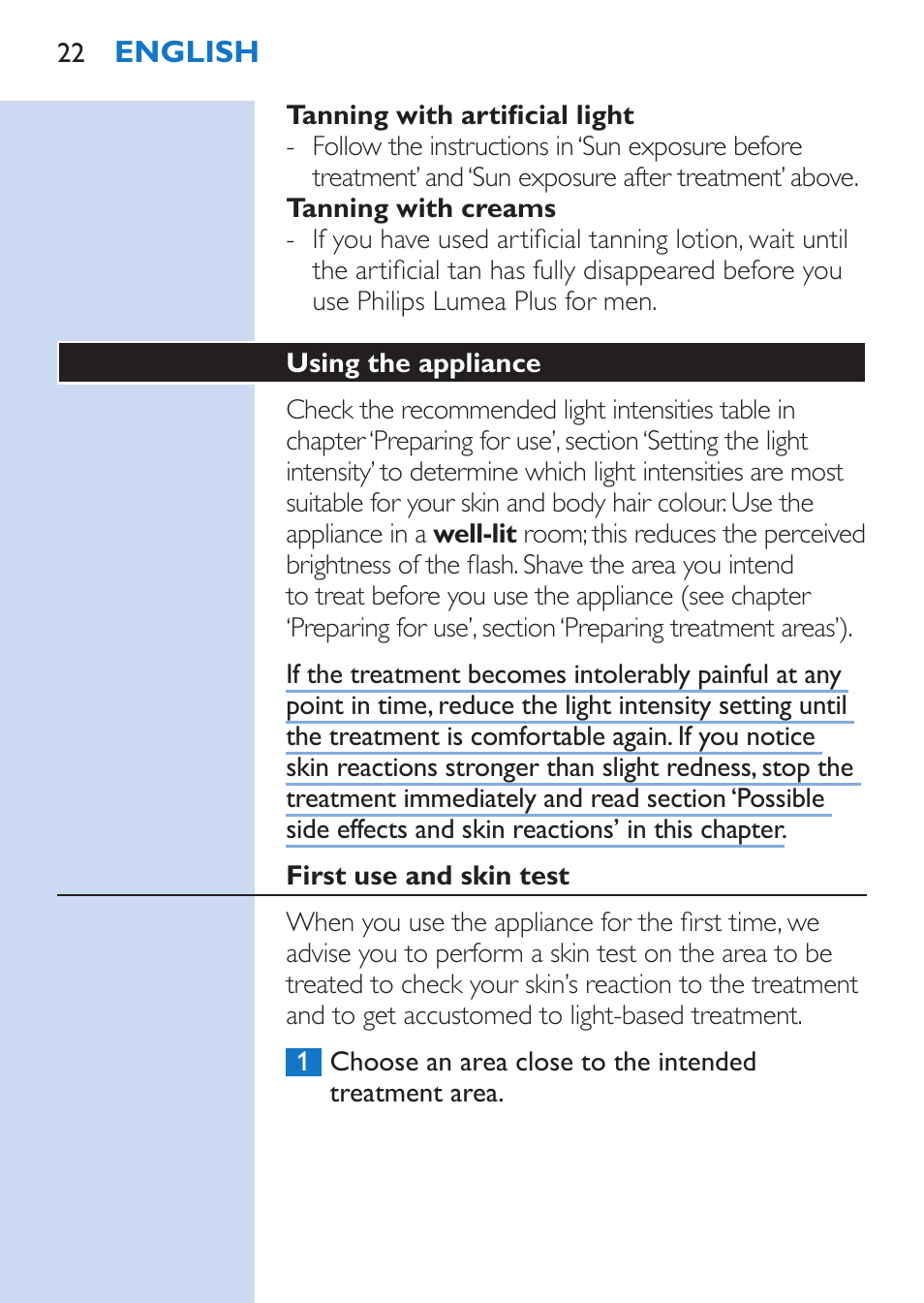 Philips Lumea Épilateur à lumière intense pulsée User Manual | Page 22 / 134