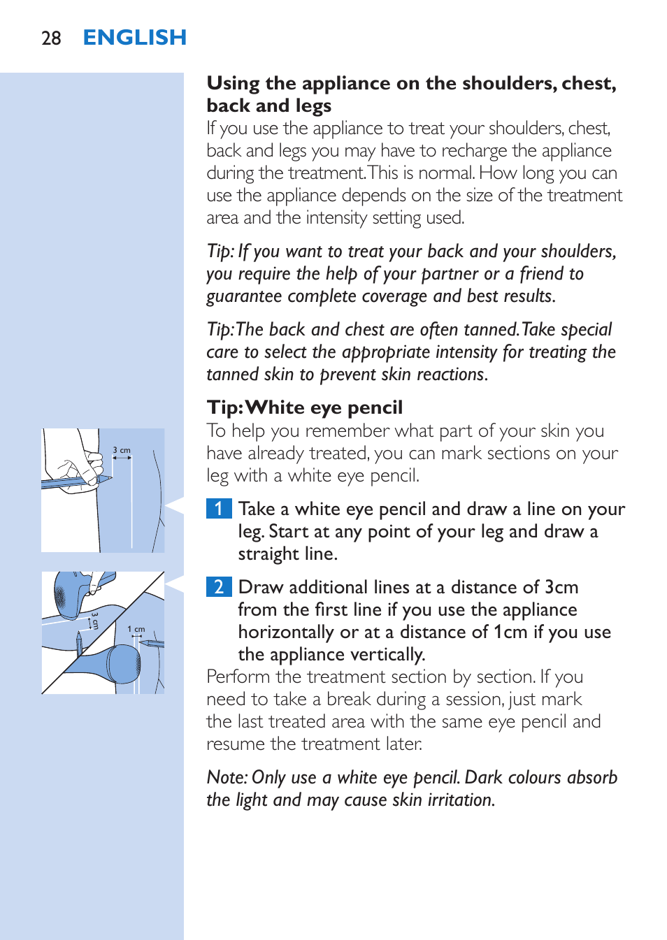 English | Philips Lumea Épilateur à lumière intense pulsée User Manual | Page 28 / 134