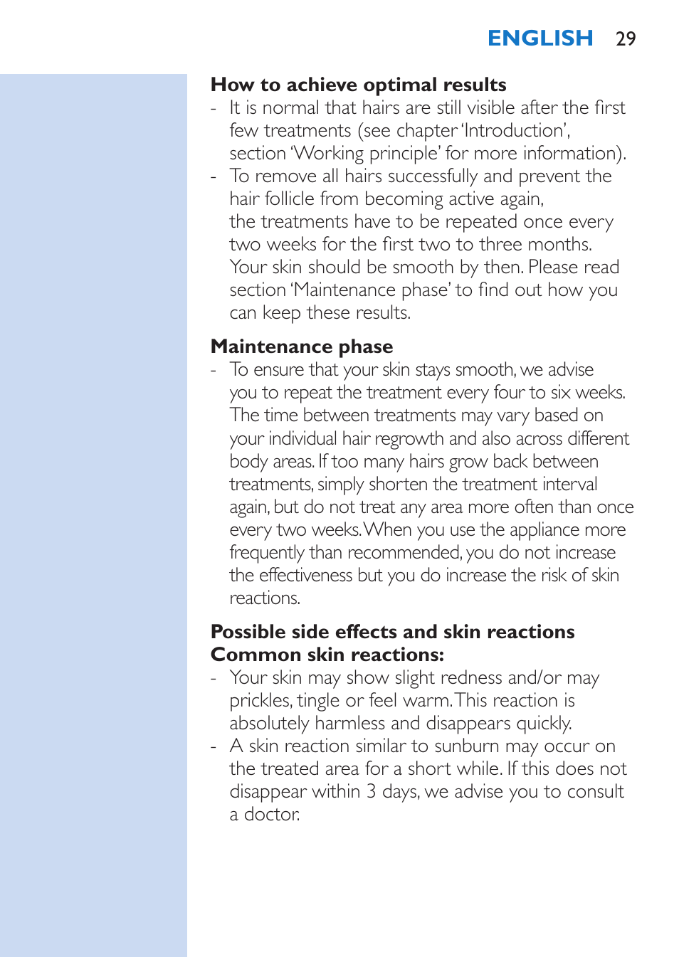 Philips Lumea Épilateur à lumière intense pulsée User Manual | Page 29 / 134