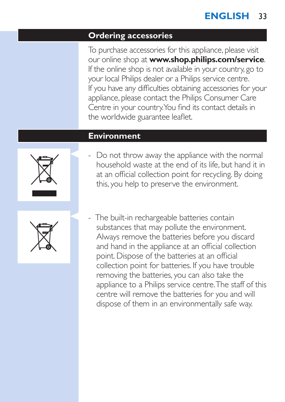 Philips Lumea Épilateur à lumière intense pulsée User Manual | Page 33 / 134
