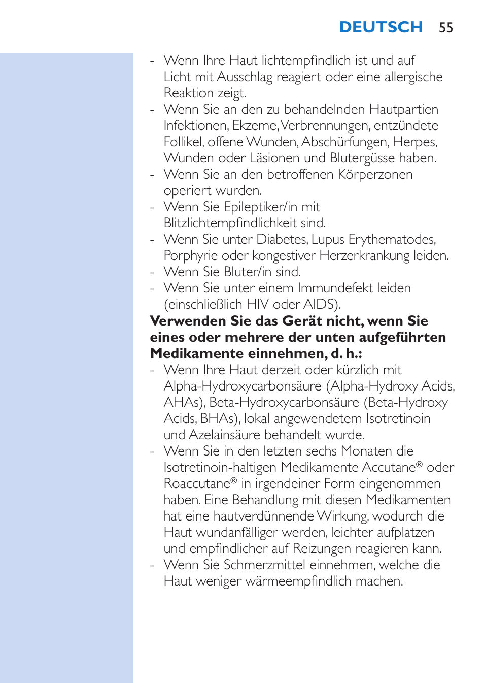 Deutsch | Philips Lumea Épilateur à lumière intense pulsée User Manual | Page 55 / 134
