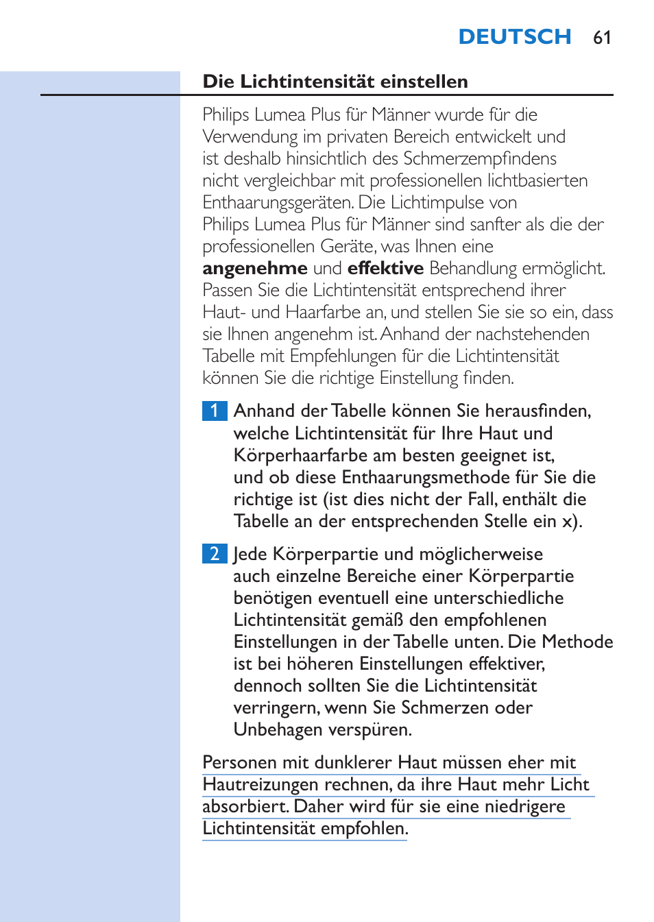 Philips Lumea Épilateur à lumière intense pulsée User Manual | Page 61 / 134