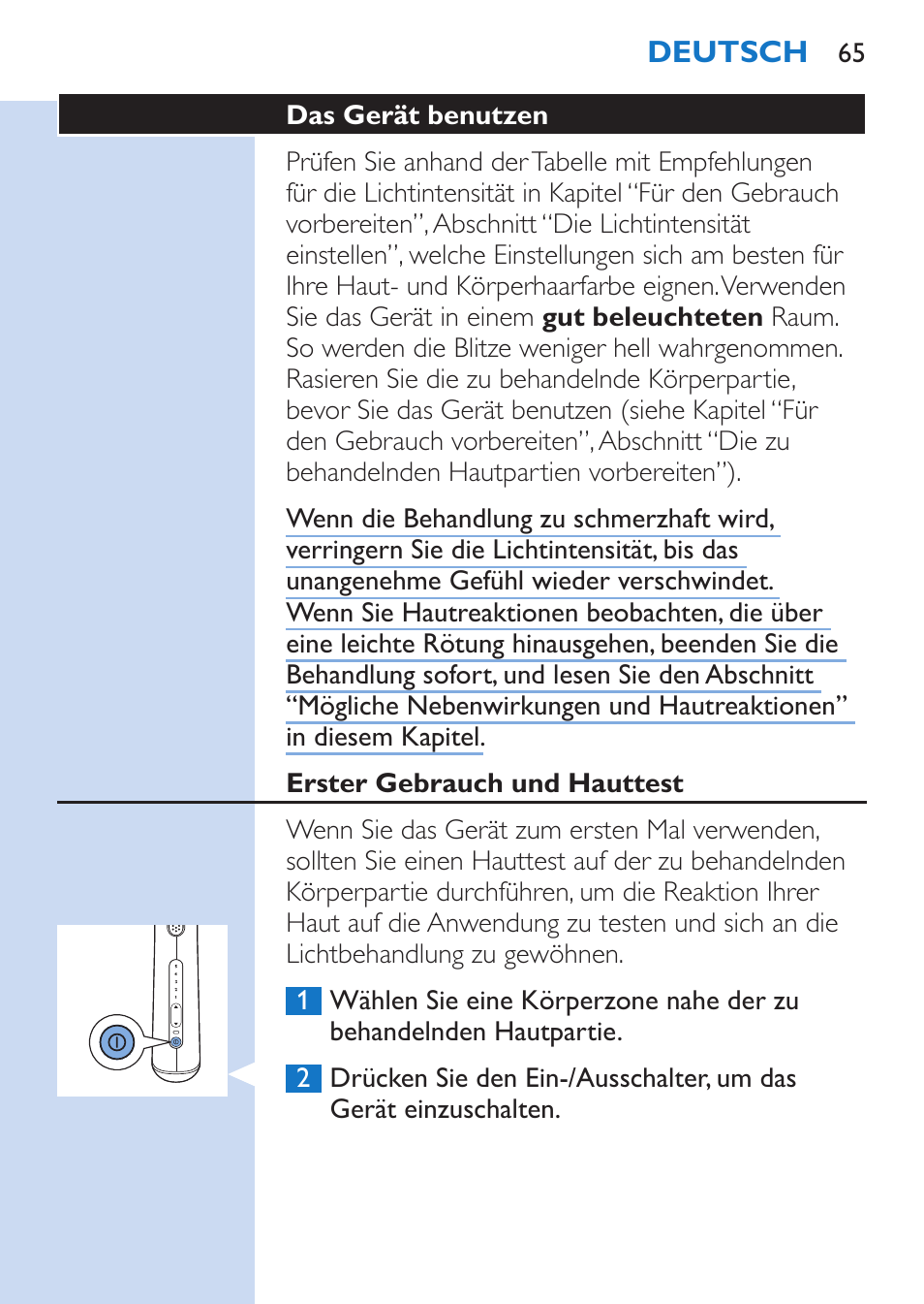 Philips Lumea Épilateur à lumière intense pulsée User Manual | Page 65 / 134