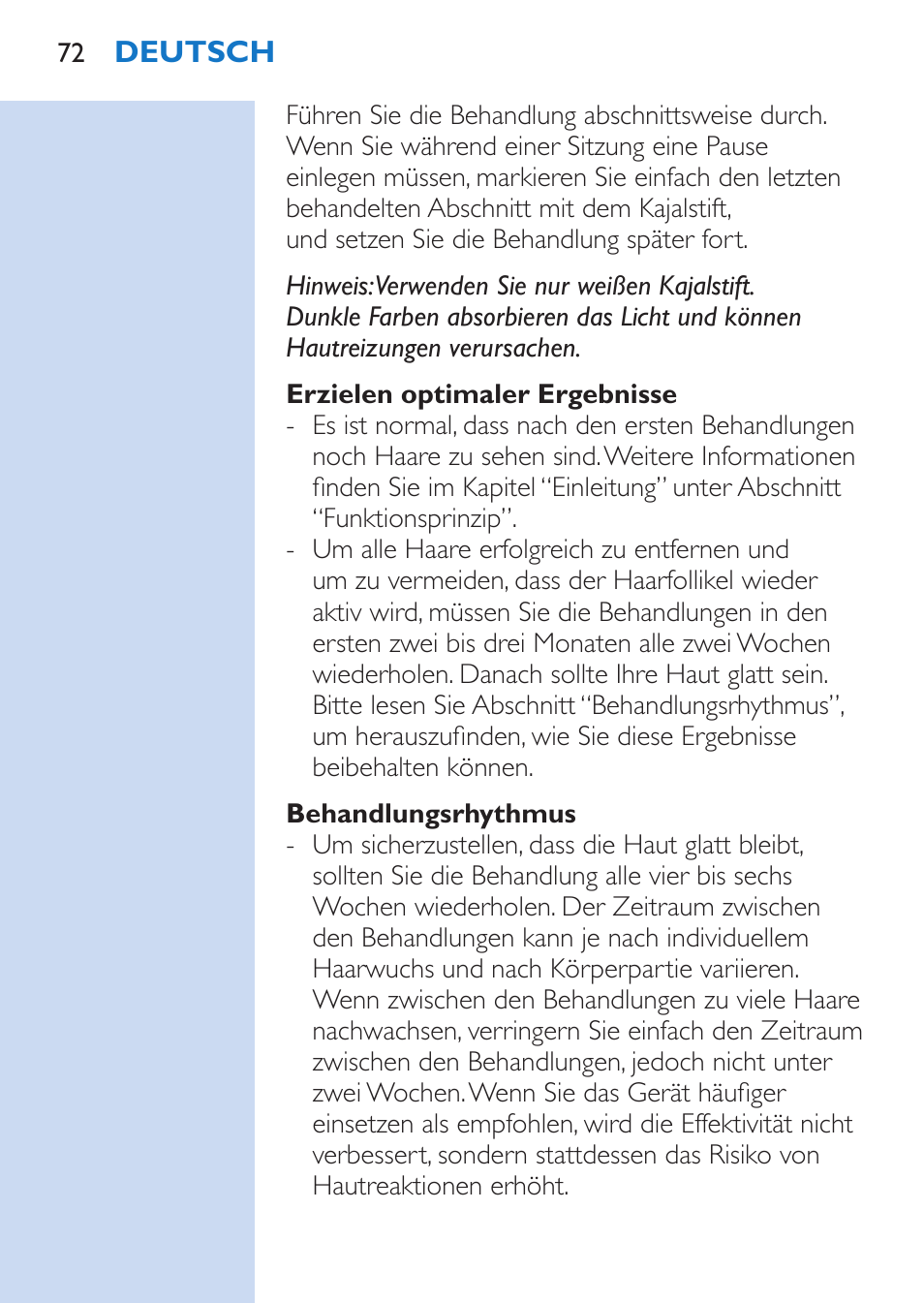 Philips Lumea Épilateur à lumière intense pulsée User Manual | Page 72 / 134