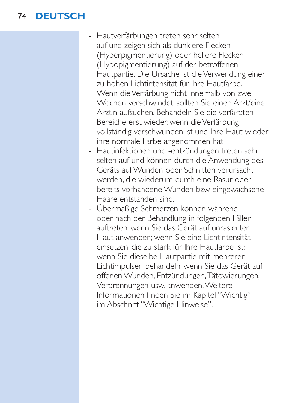 Philips Lumea Épilateur à lumière intense pulsée User Manual | Page 74 / 134