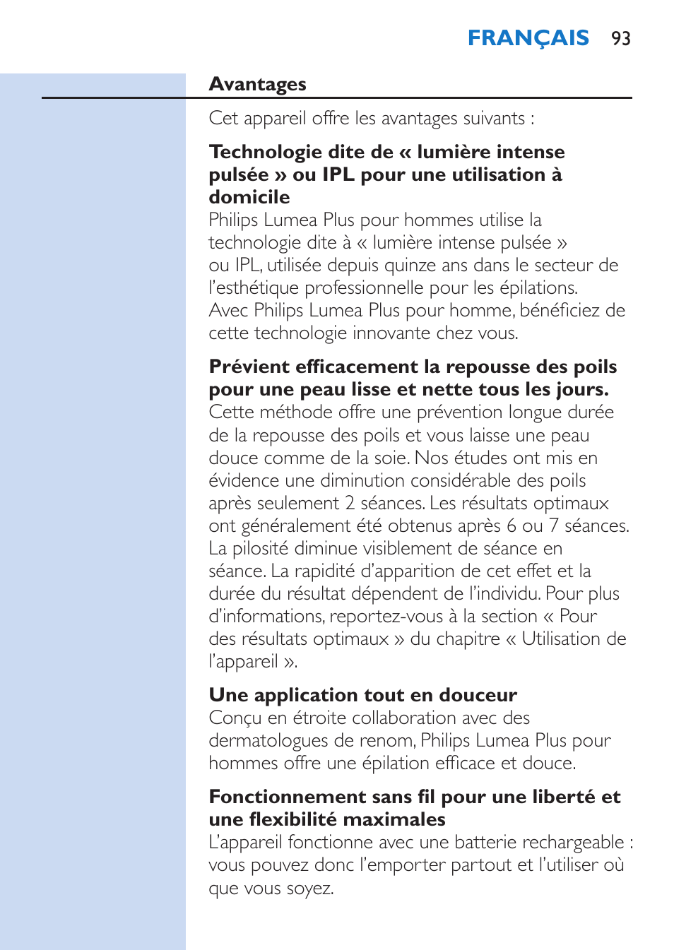 Philips Lumea Épilateur à lumière intense pulsée User Manual | Page 93 / 134