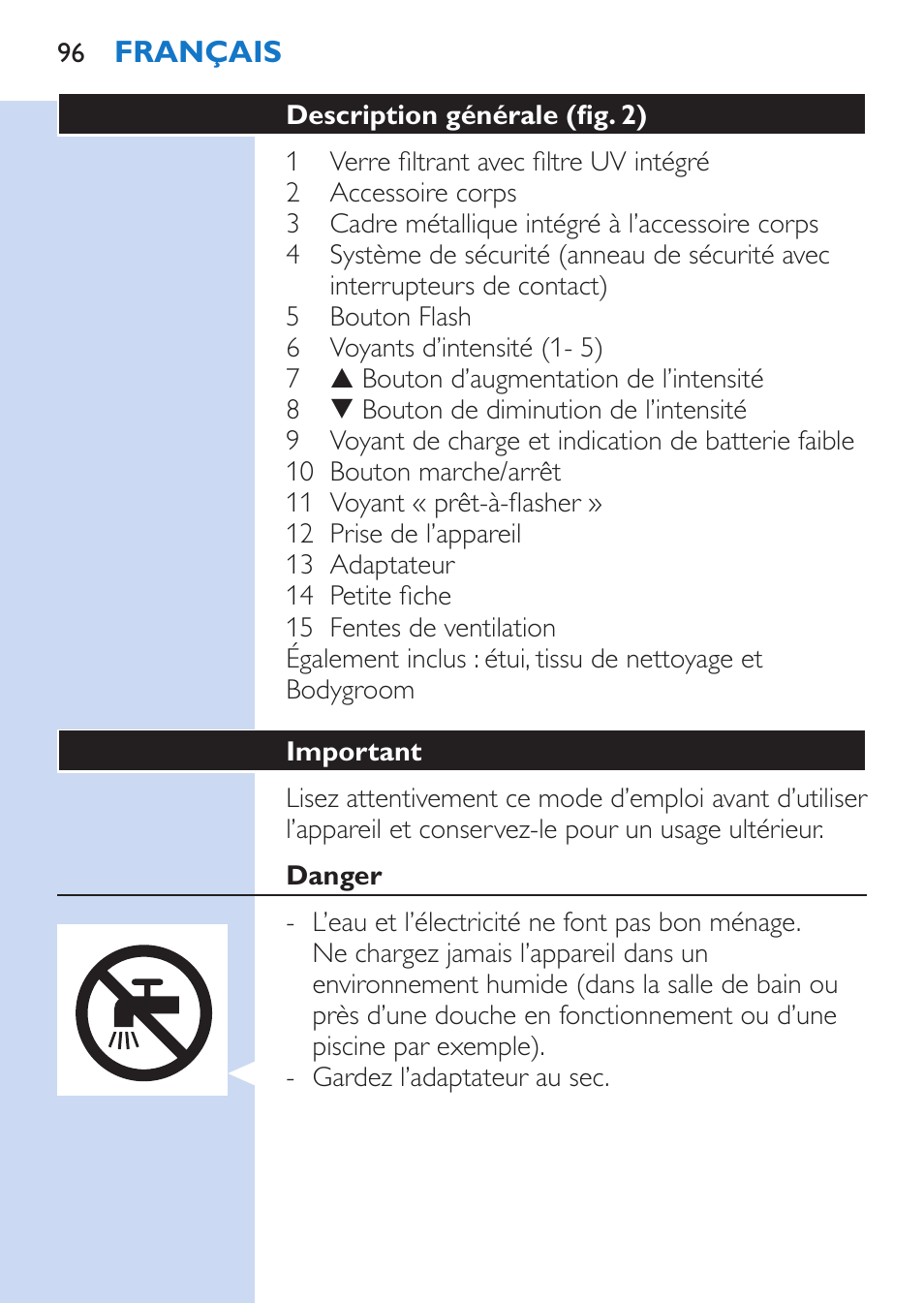 Philips Lumea Épilateur à lumière intense pulsée User Manual | Page 96 / 134