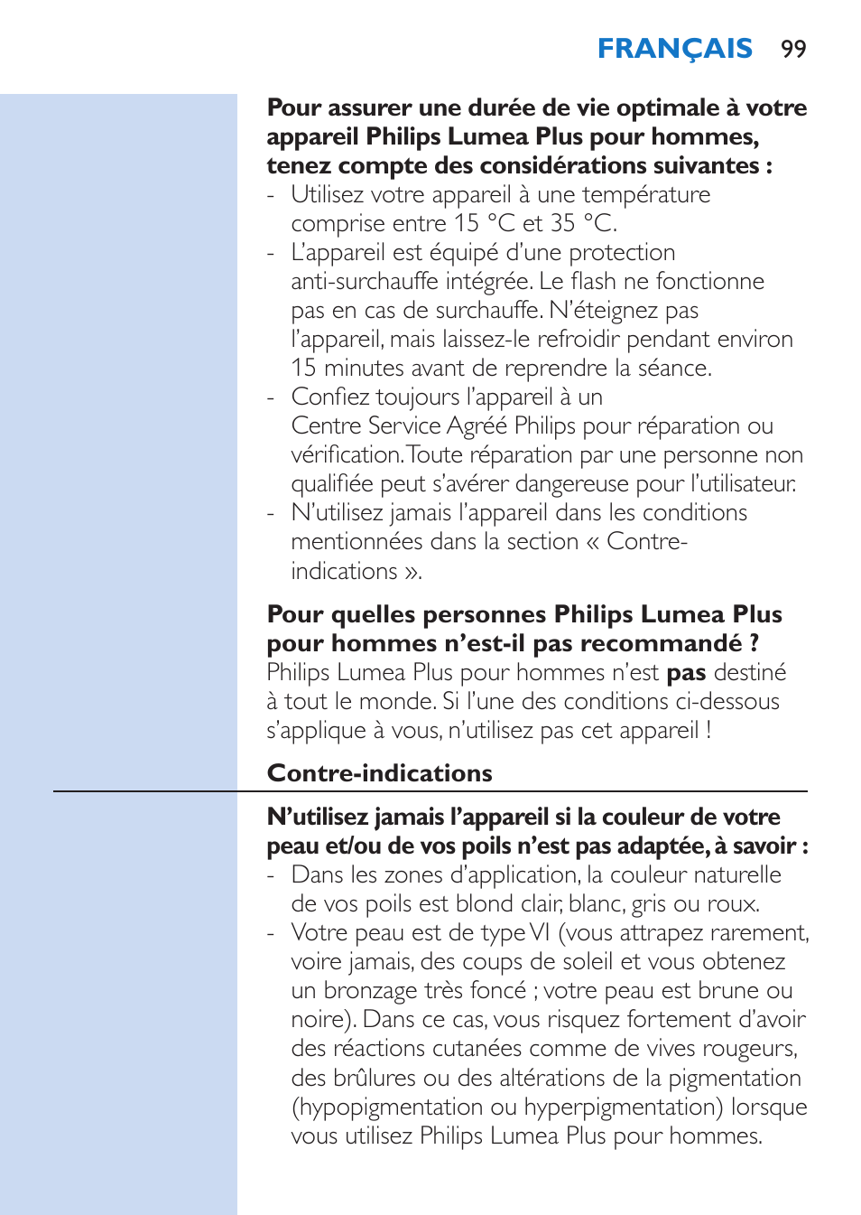 Philips Lumea Épilateur à lumière intense pulsée User Manual | Page 99 / 134