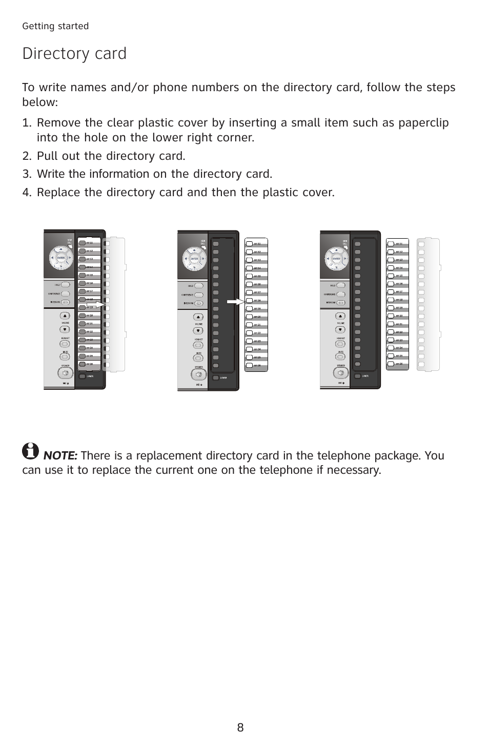Directory card | AT&T 1070 speakerphone User Manual | Page 14 / 15