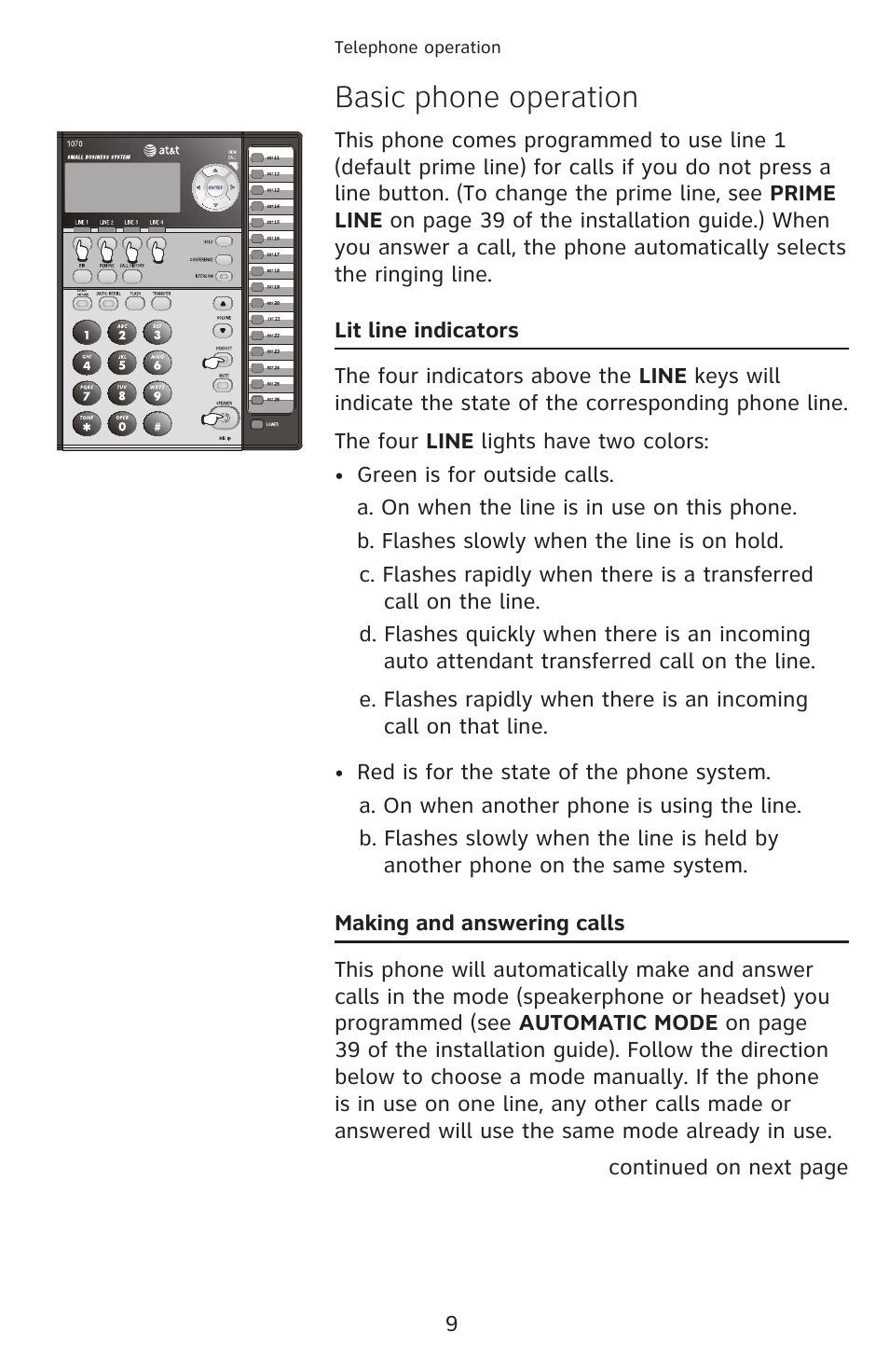 Basic phone operation | AT&T 1070 speakerphone User Manual | Page 15 / 15