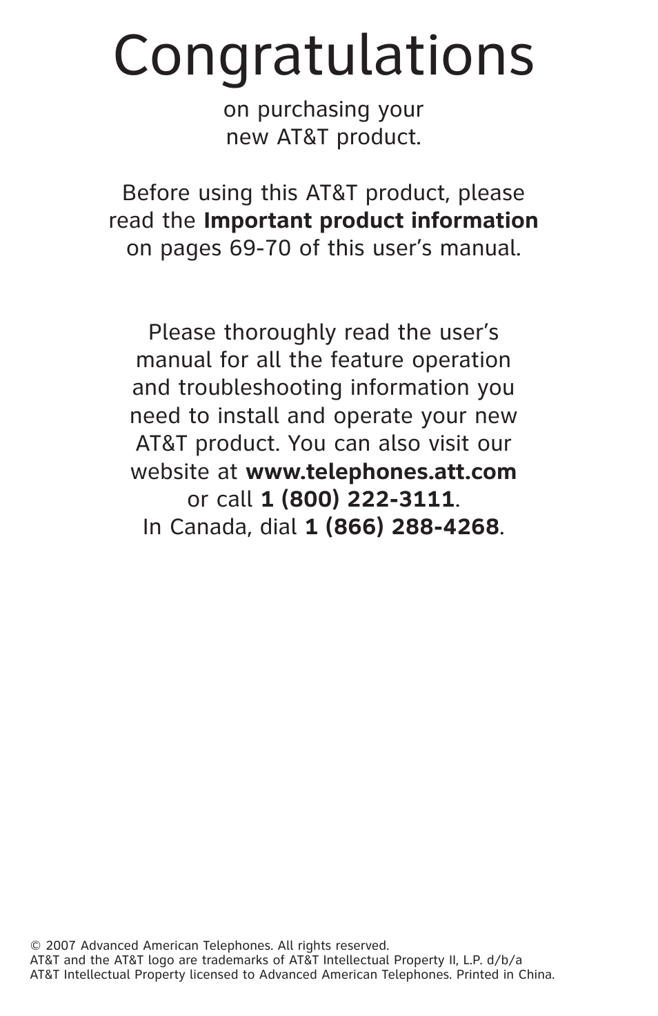 AT&T 1070 speakerphone User Manual | Page 2 / 15