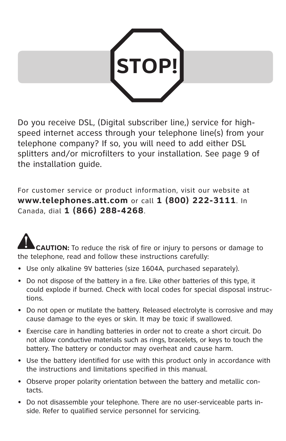 Stop | AT&T 1070 speakerphone User Manual | Page 3 / 15