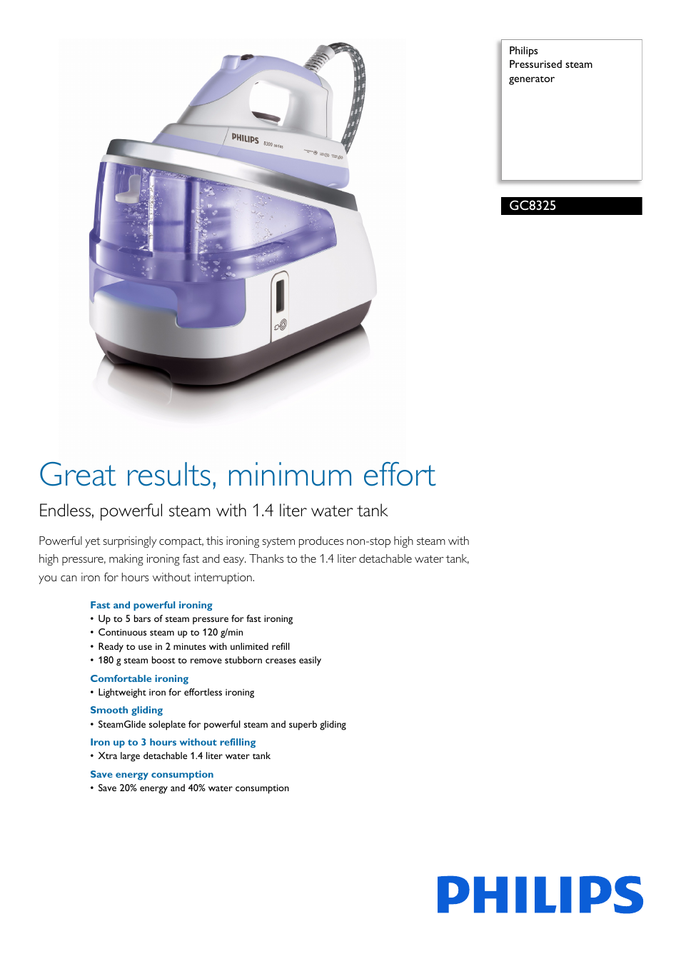 Philips Centrale vapeur haute pression User Manual | 3 pages