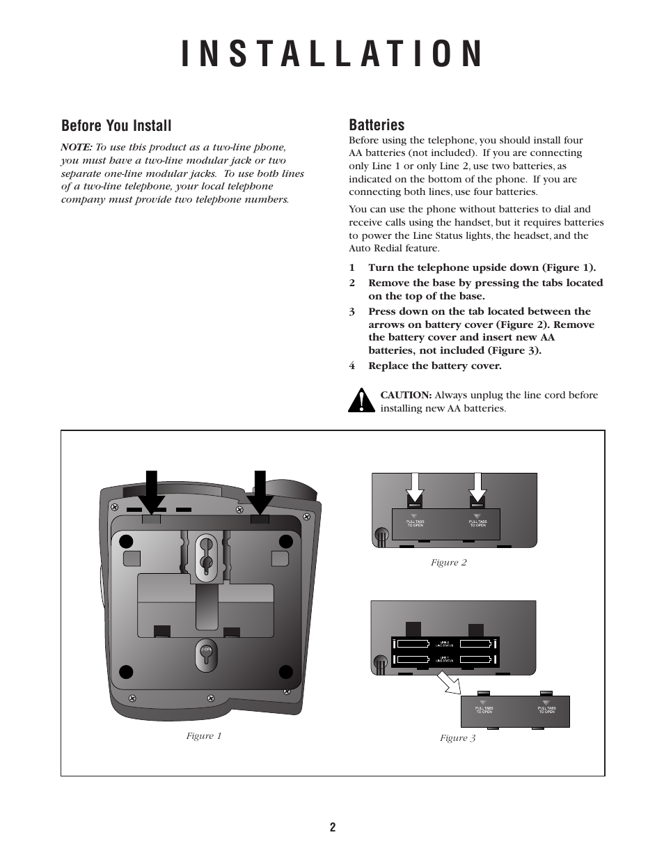 Before you install, Batteries | AT&T 952 User Manual | Page 2 / 8