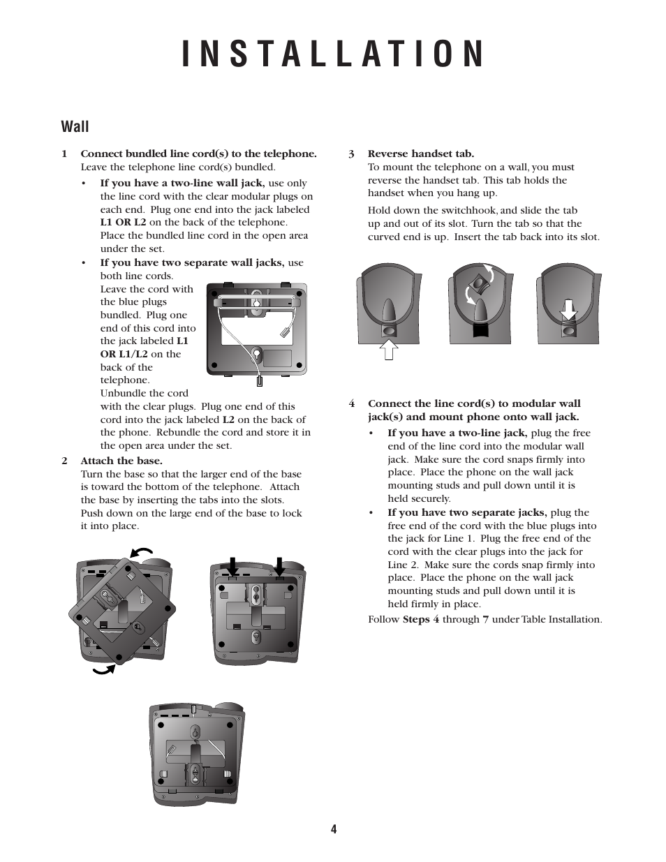 Wall | AT&T 952 User Manual | Page 4 / 8