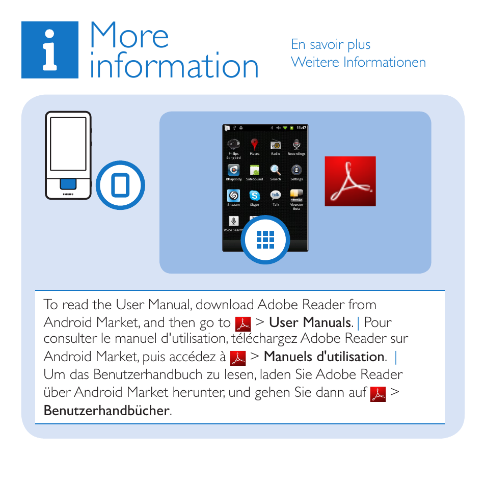 More information | Philips GoGEAR Mini tablette sous Android™ User Manual | Page 9 / 11