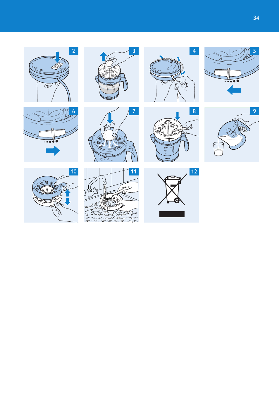 Philips Presse-agrumes User Manual | Page 34 / 36